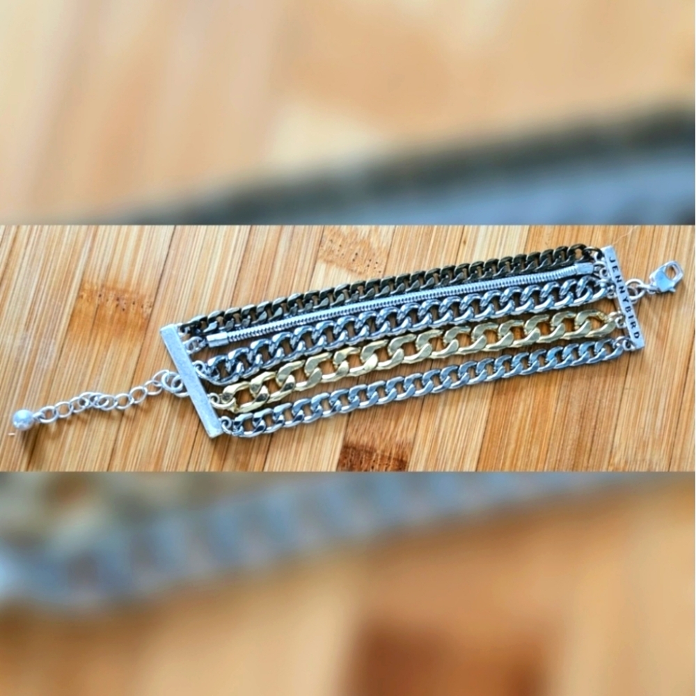Jenny Bird Austin Cuff Mixed Metal Chain Bracelet New Without Tags